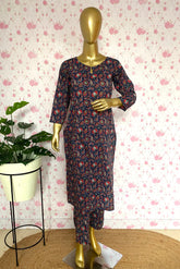 Blue cotton kurti set - kasumi.in